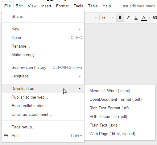 Google Chrome - File - Download as to save Gmail message in PDF or Microsoft Word