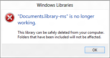 Documents.library-ms is no longer working.
