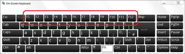 On-Screen Keyboard with F keys