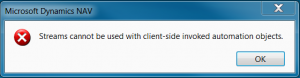 Streams cannot be used with client-side invoked automation objects