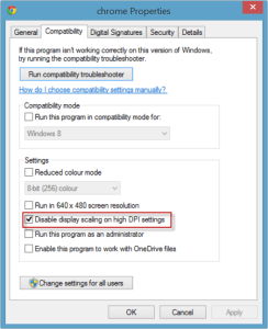 Google Chrome poor resolution on Windows 8.1