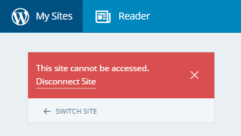 This site cannot be accessed. Disconnect Site