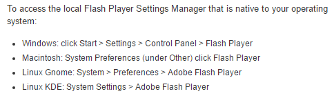 Adobe Flash Player Settings Manager